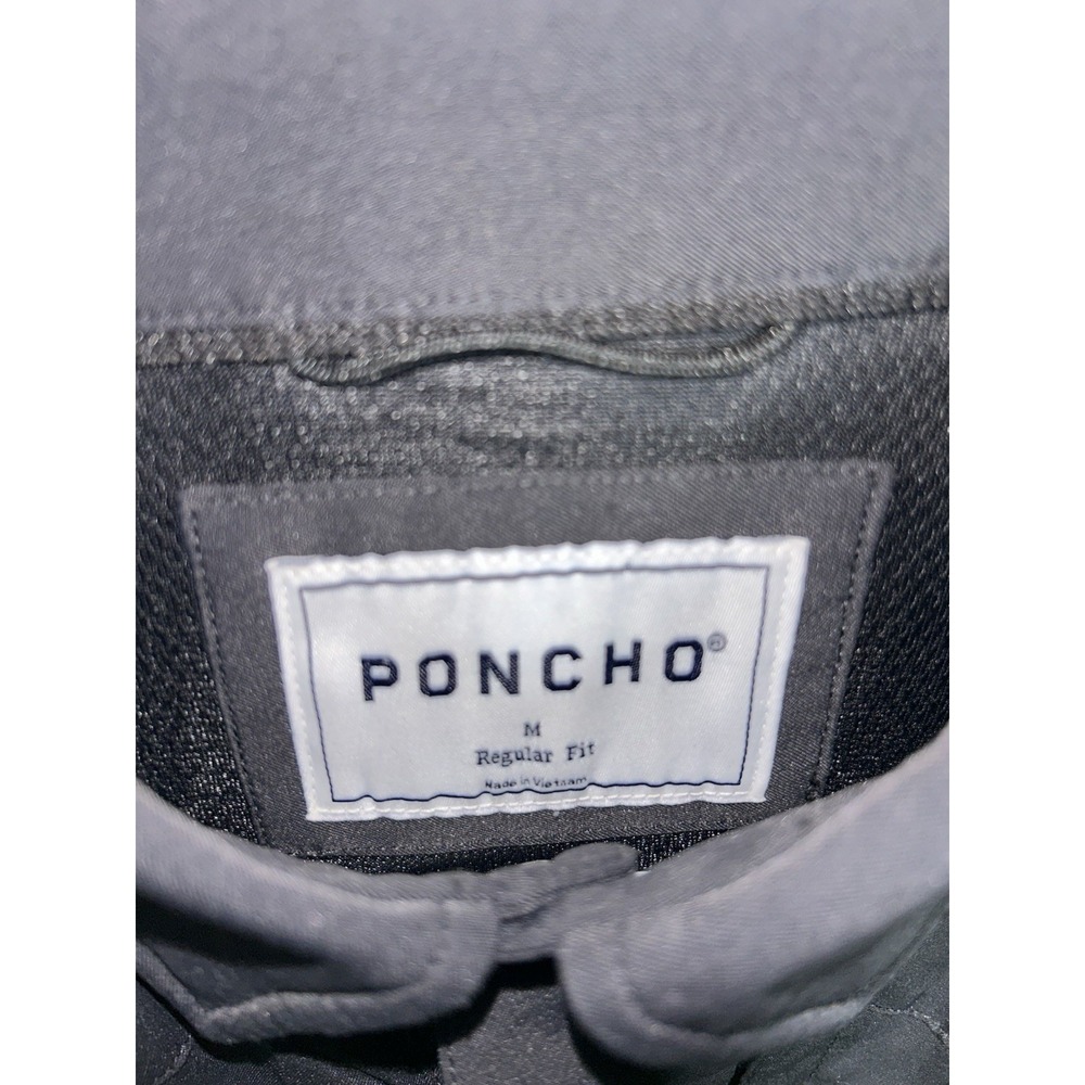 Poncho Shirt Mens Medium Regular Fit Pearl Snap Black - Picture 3 of 8